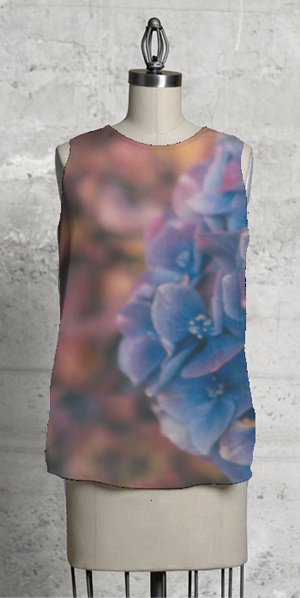 Blue Hydrangea Bold Sleeveless Blouse (Med) - Heather J Kirk 